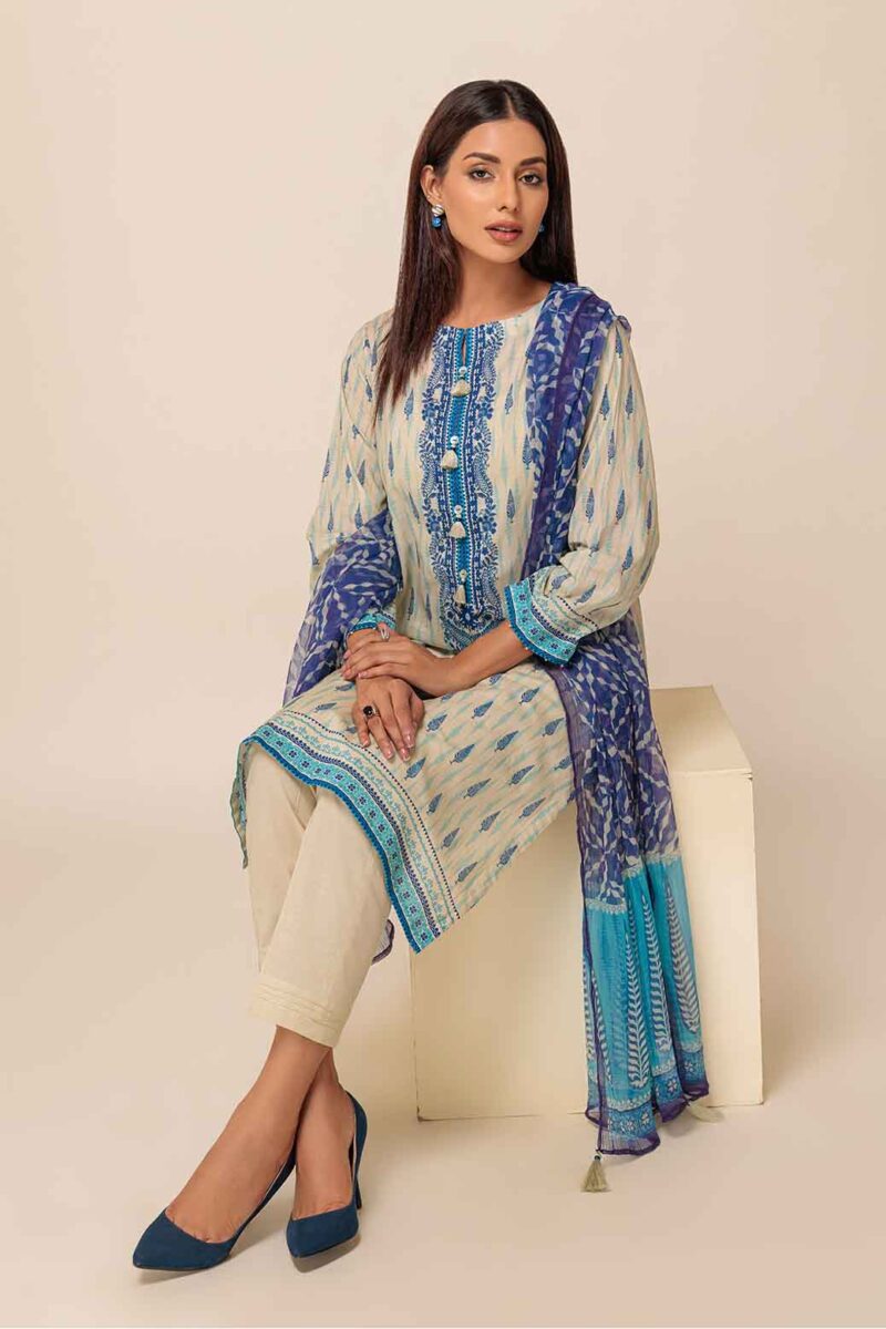 Bonanza Satrangi Blue Trees 3 Pc 2s24p3p163 Summer Collection 24