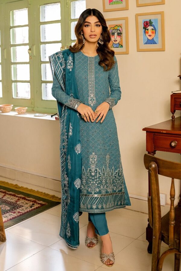 Cross Stitch Stellar Opaline 4Pc Chiffon Embroidered Suit