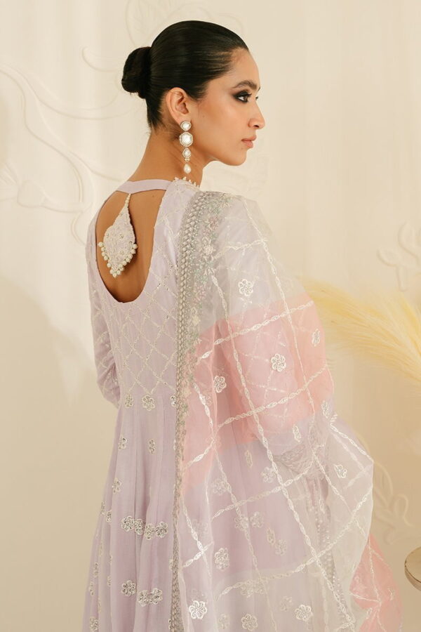 Cross Stitch Pastel Mauve 3Pc Silk Embroidered Suit