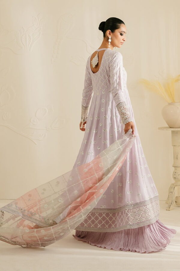 Cross Stitch Pastel Mauve 3Pc Silk Embroidered Suit