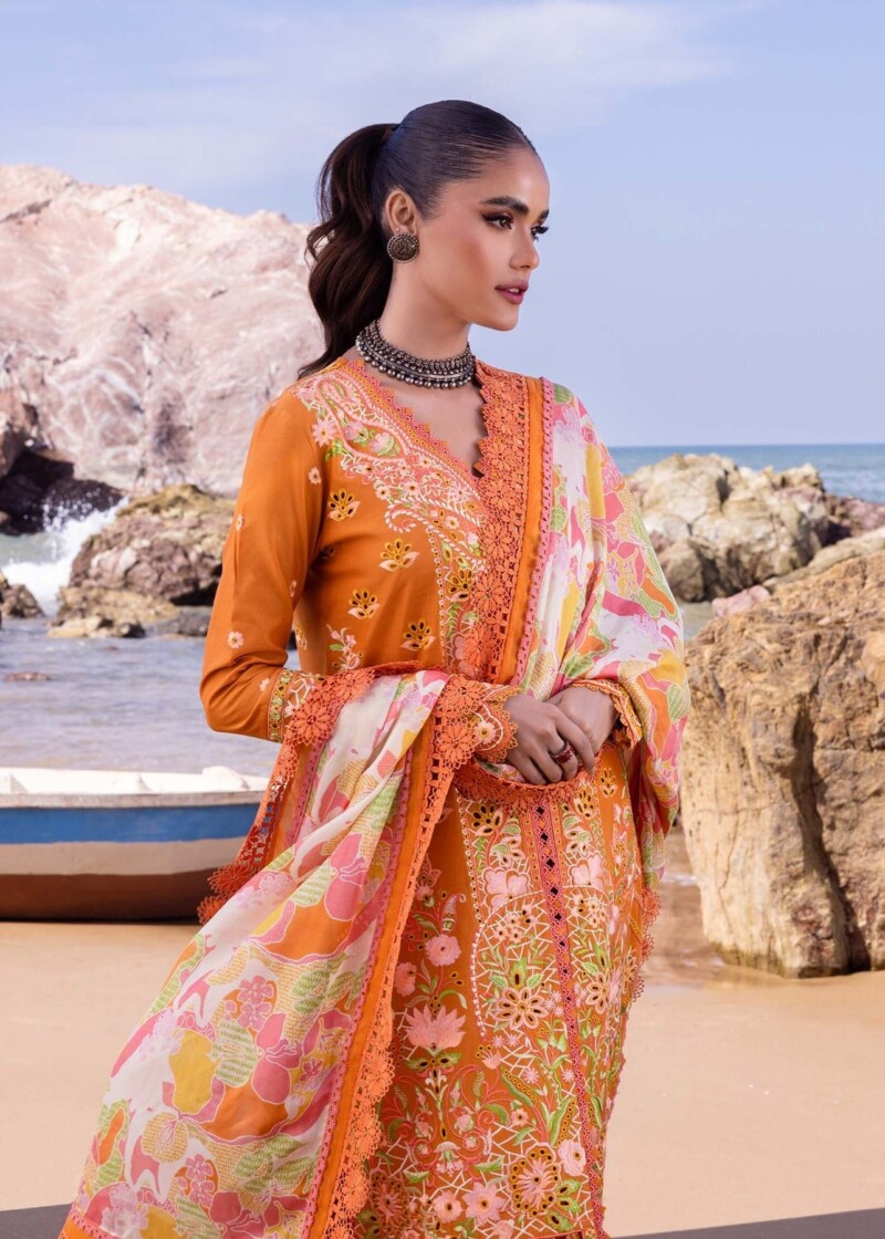 product Akbas Aslam Embroidered Lawn Calla Lily 3 Piece Suit Cultural Outfit 2024