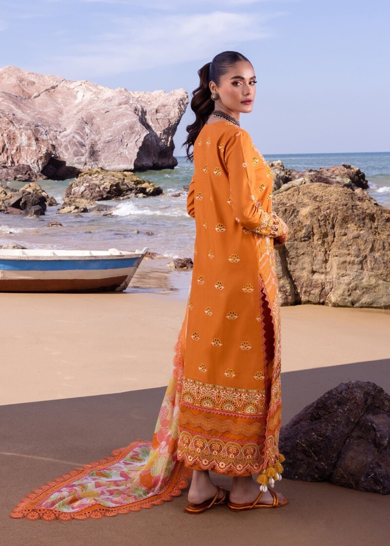 product Akbas Aslam Embroidered Lawn Calla Lily 3 Piece Suit Cultural Outfit 2024