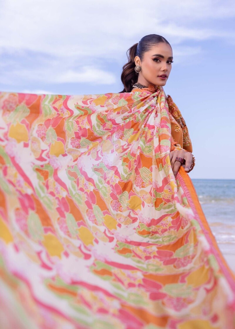 product Akbas Aslam Embroidered Lawn Calla Lily 3 Piece Suit Cultural Outfit 2024