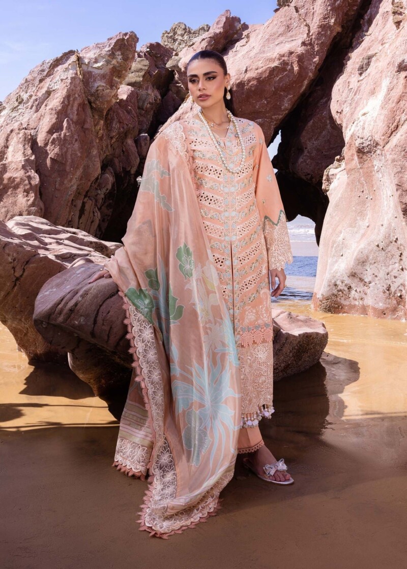 product Akbas Aslam Embroidered Lawn Sweet Pea 3 Piece Suit Cultural Outfit 2024