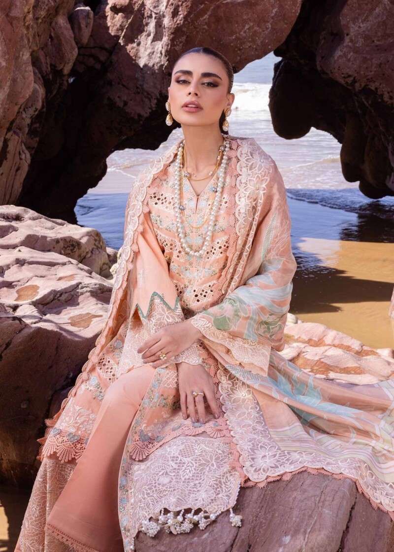 product Akbas Aslam Embroidered Lawn Sweet Pea 3 Piece Suit Cultural Outfit 2024