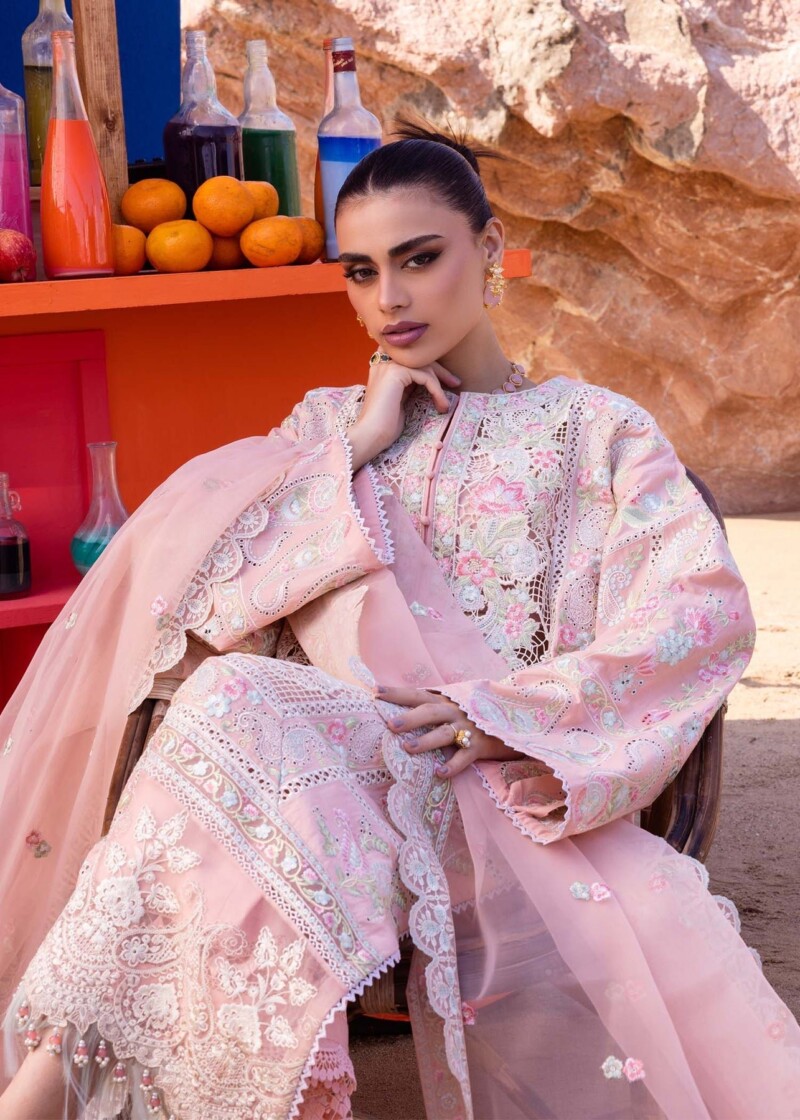 product Akbas Aslam Embroidered Lawn Camellia 3 Piece Suit Cultural Outfit 2024