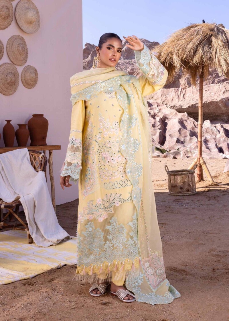 product Akbas Aslam Embroidered Lawn Dahlia 3 Piece Suit Cultural Outfit 2024