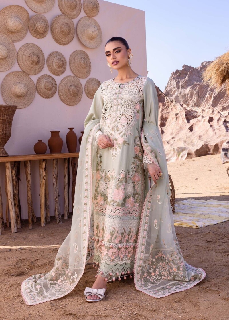 product Akbas Aslam Embroidered Lawn Alberta 3 Piece Suit Cultural Outfit 2024