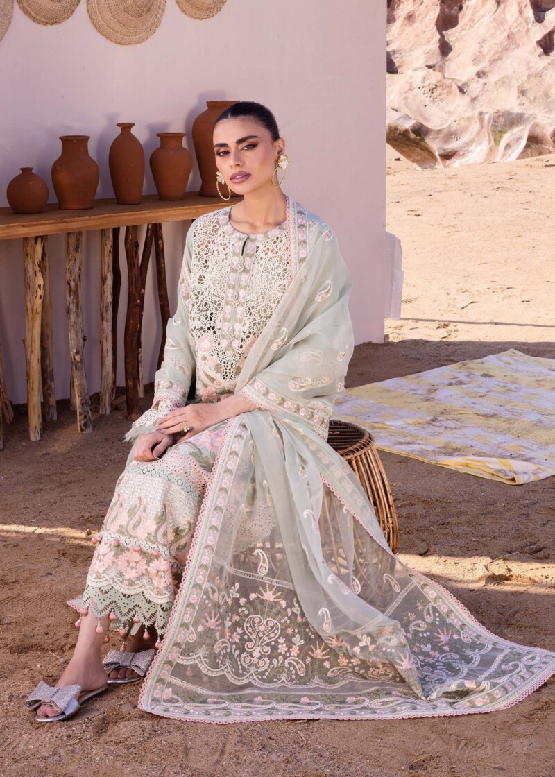 product Akbas Aslam Embroidered Lawn Alberta 3 Piece Suit Cultural Outfit 2024