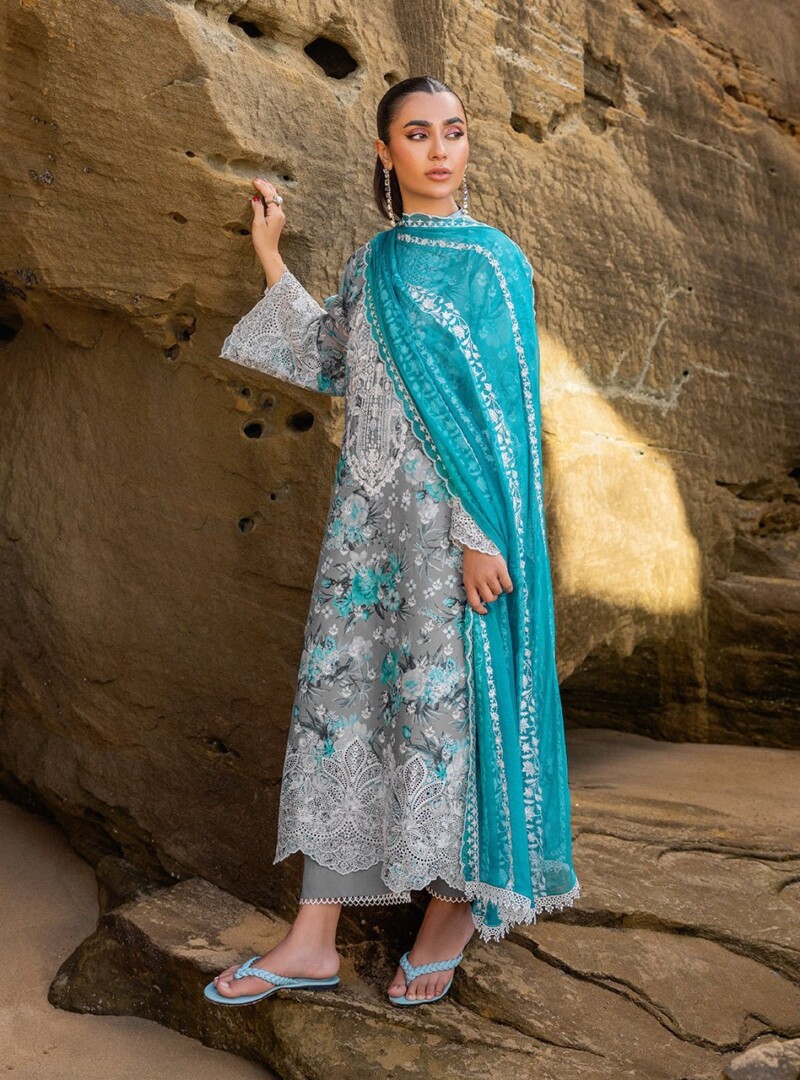 product Zainab Chotani Embroidered Chikankari Lawn Lana-B 3 Piece Suit Cultural Outfit 2024