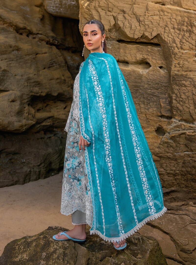 product Zainab Chotani Embroidered Chikankari Lawn Lana-B 3 Piece Suit Cultural Outfit 2024