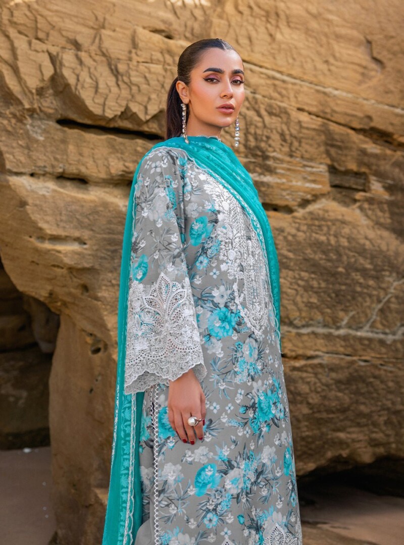 product Zainab Chotani Embroidered Chikankari Lawn Lana-B 3 Piece Suit Cultural Outfit 2024