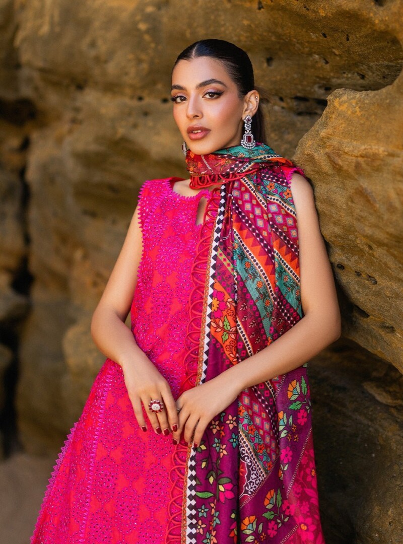 product Zainab Chotani Embroidered Chikankari Lawn Laali 3 Piece Suit Cultural Outfit 2024