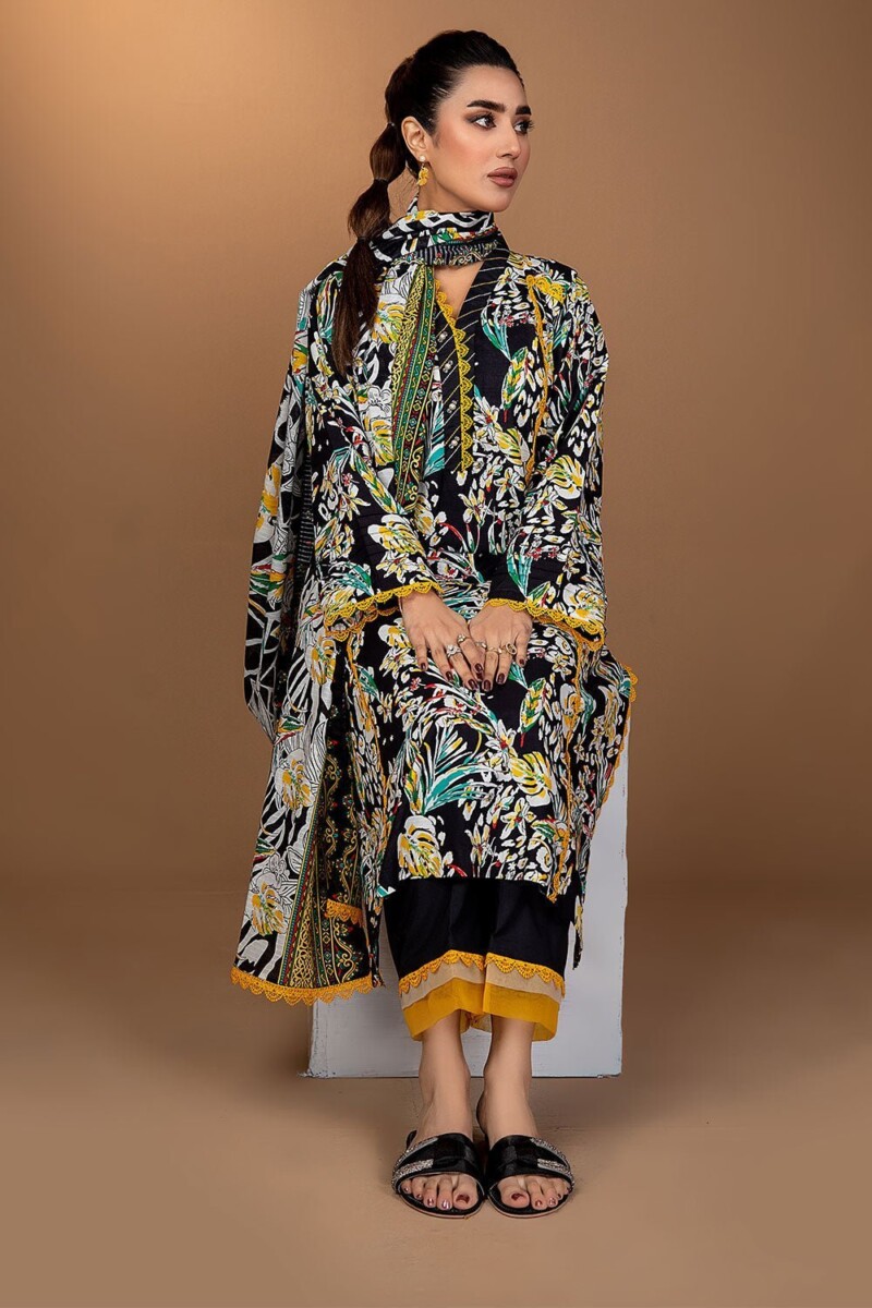 product Safwa Fine Ics-26 Printed Doria Lawn 3pc Suit Collection 2024