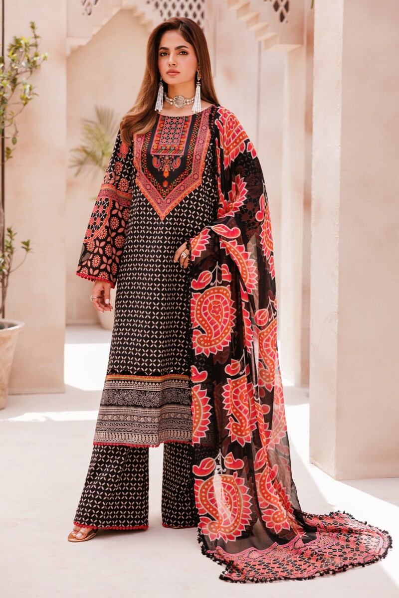 product Charizma 3 Pc Unstitched Printed Lawn Cp4 58 Black Collection 2024