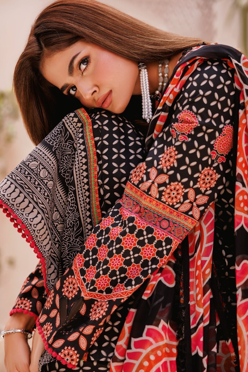 product Charizma 3 Pc Unstitched Printed Lawn Cp4 58 Black Collection 2024