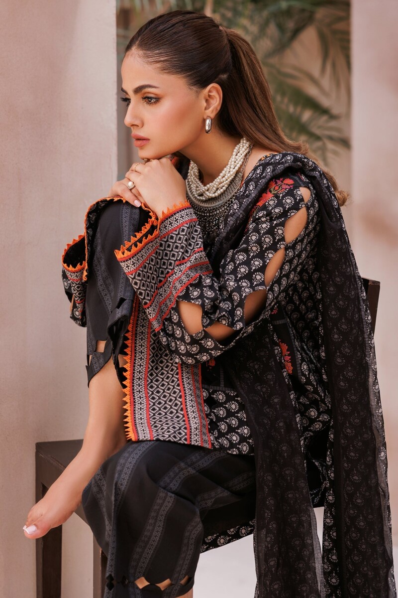 product Charizma 3 Pc Unstitched Printed Lawn Cp4 61 Black Collection 2024