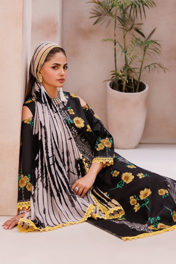 Charizma 3 Pc Unstitched Printed Lawn Cp4 62 Black Collection 2024