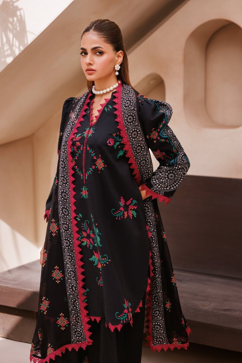 product Charizma 3 Pc Unstitched Printed Lawn Cp4 65 Black Collection 2024