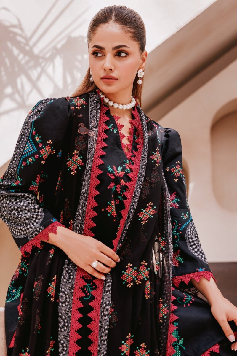 product Charizma 3 Pc Unstitched Printed Lawn Cp4 65 Black Collection 2024