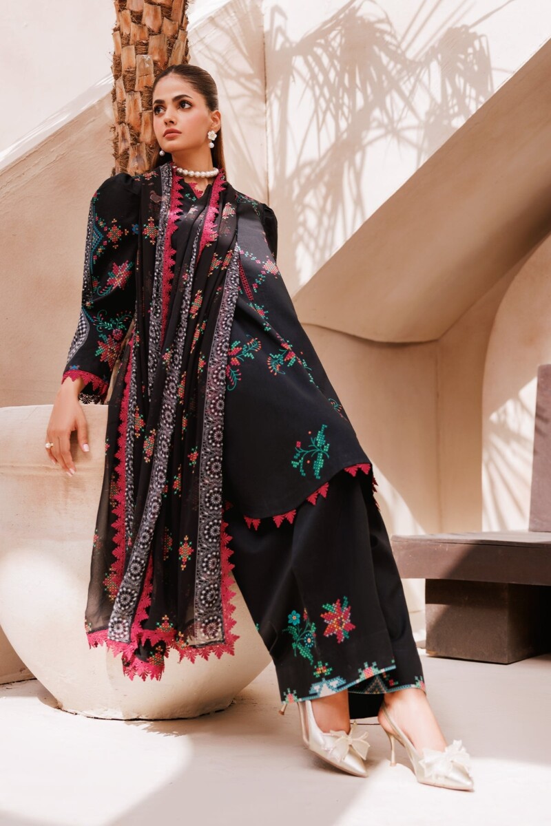 product Charizma 3 Pc Unstitched Printed Lawn Cp4 65 Black Collection 2024