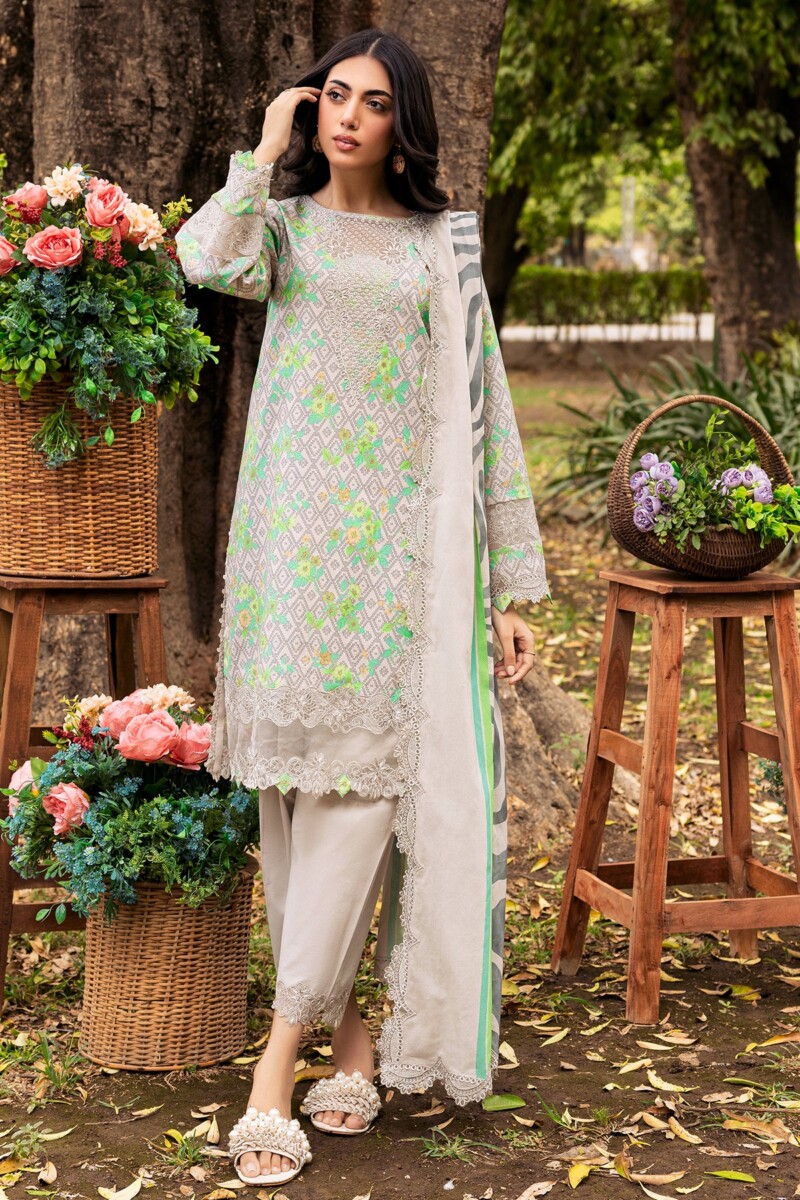 product Charizma 3 Pc Unstitched Embroidered Lawn Crn4 08 Range Vol 1 2024