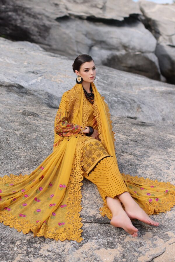 Charizma Pm4-12 3-Pc Printed Lawn Shirt With Embroidered Chiffonc