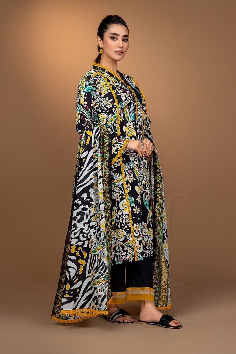 product Safwa Fine Ics-26 Printed Doria Lawn 3pc Suit Collection 2024