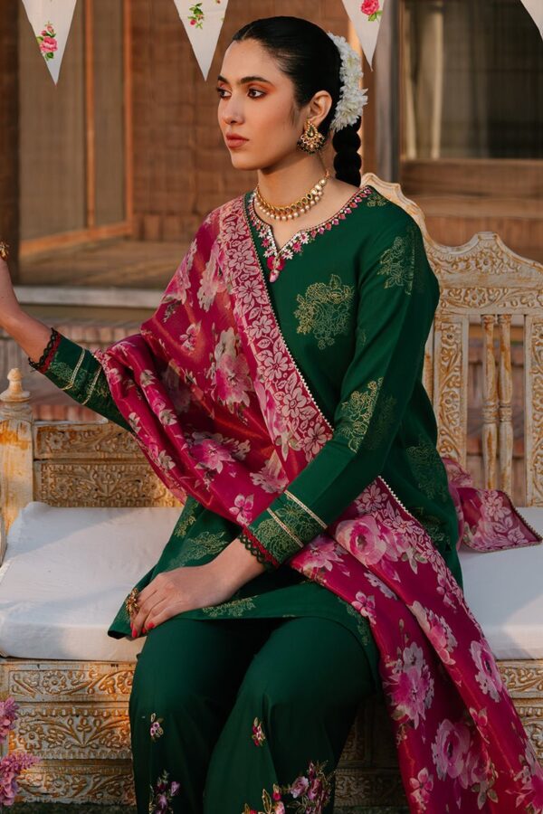 Cross Stitch Opulent Green 3 Piece Embroidered Jacquard Suit