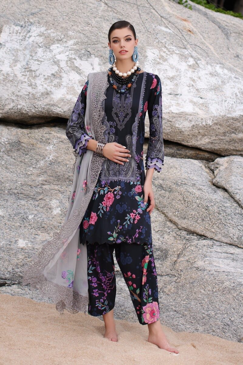 Charizma Pm4-13 3-Pc Printed Lawn Shirt With Embroidered Chiffonc