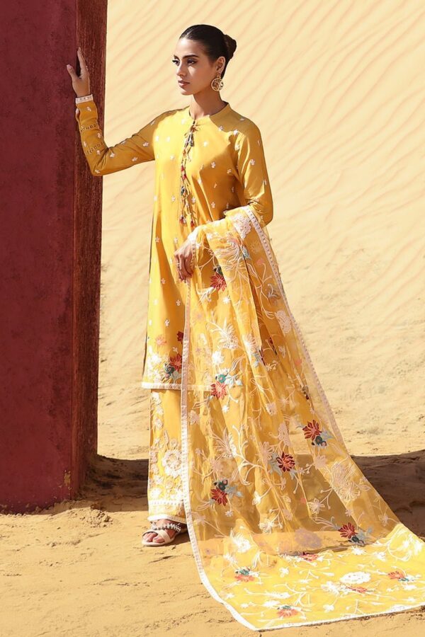 Cross Stitch Maize Ochre 3 Piece Embroidered Lawn Suit