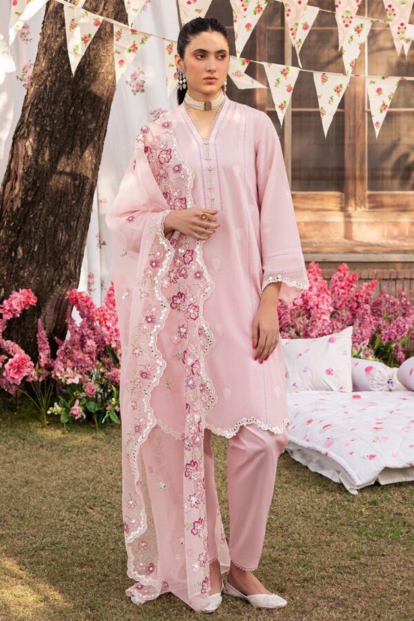 Cross Stitch Cameo Pink 3 Piece Embroidered Jacquard Suit