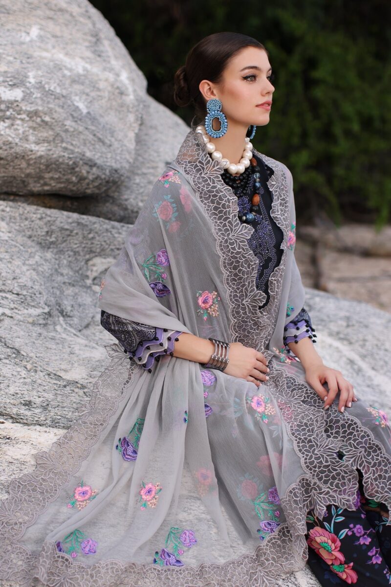 Charizma Pm4-13 3-Pc Printed Lawn Shirt With Embroidered Chiffonc