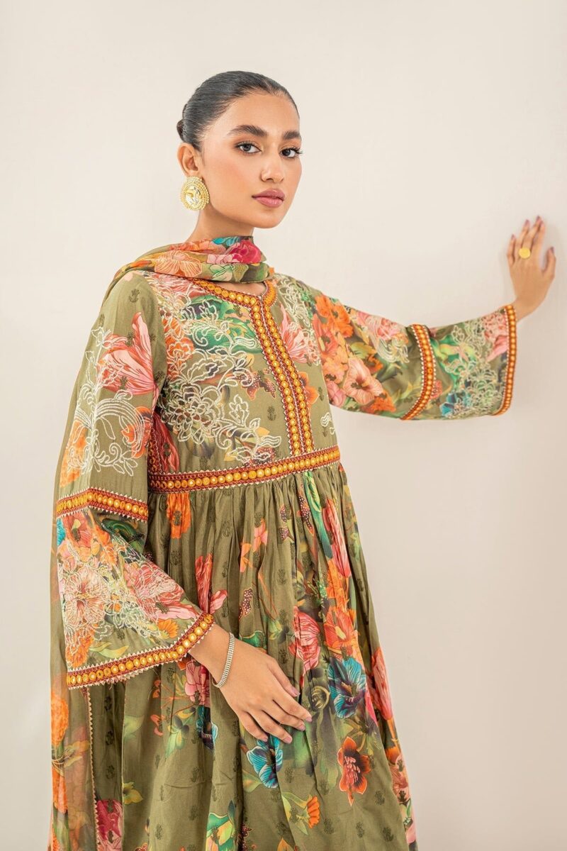 Charizma 3 Pc Lawn Digital Shirts With Printed Trouser Bamber Chiffon Dupatta Cnp3 021