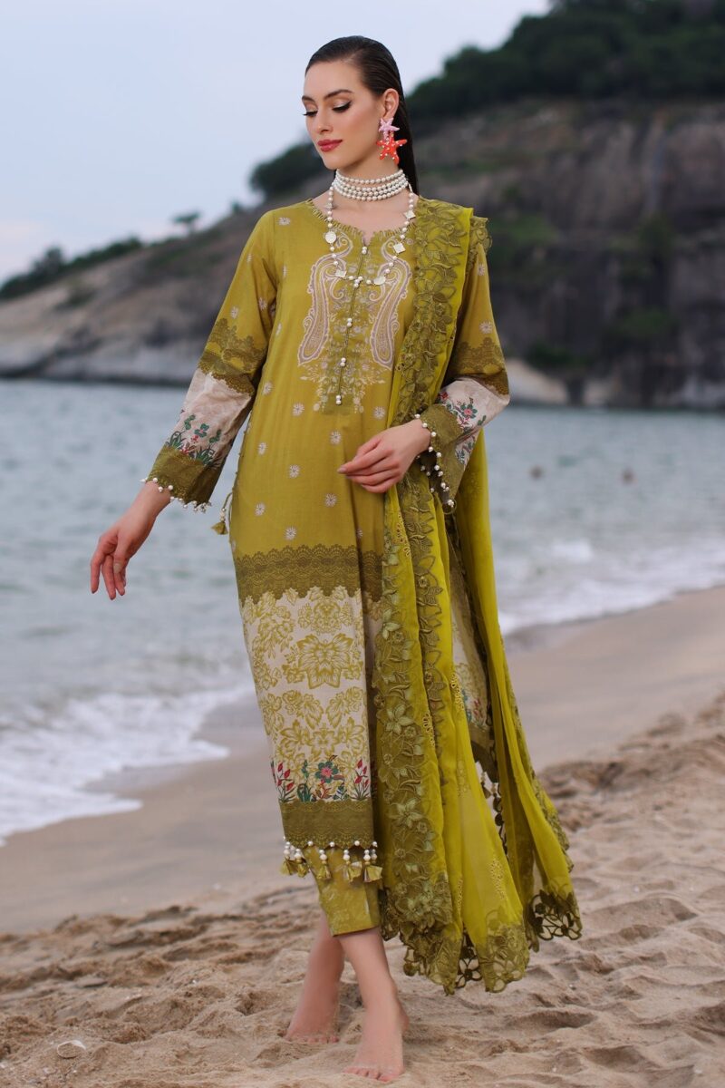 Charizma Pm4-14 3-Pc Printed Lawn Shirt With Embroidered Chiffonc