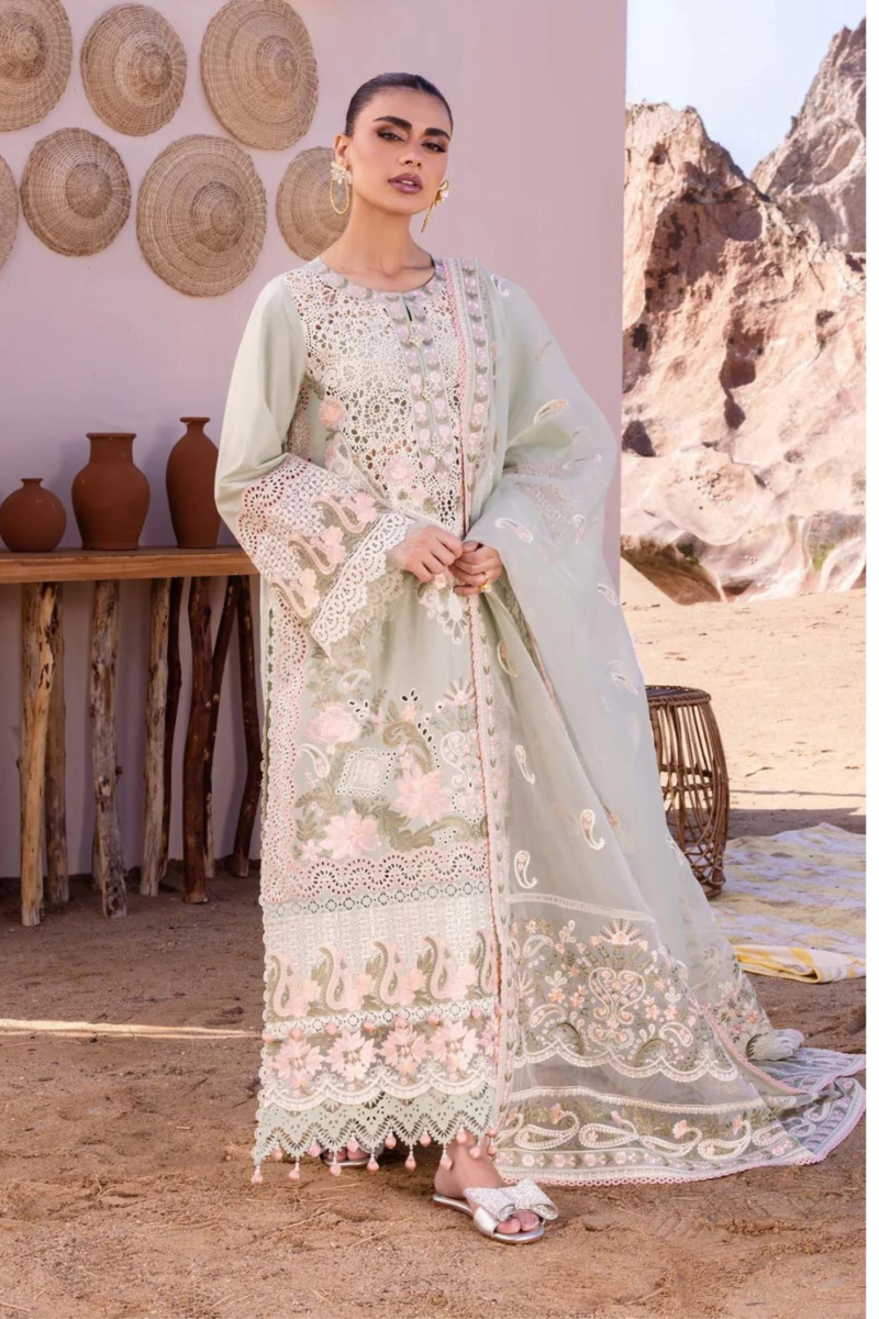 product Akbas Aslam Embroidered Lawn Alberta 3 Piece Suit Cultural Outfit 2024