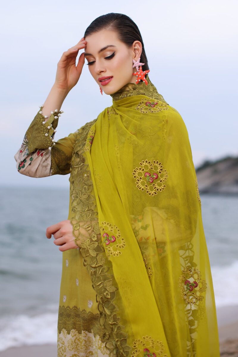 Charizma Pm4-14 3-Pc Printed Lawn Shirt With Embroidered Chiffonc