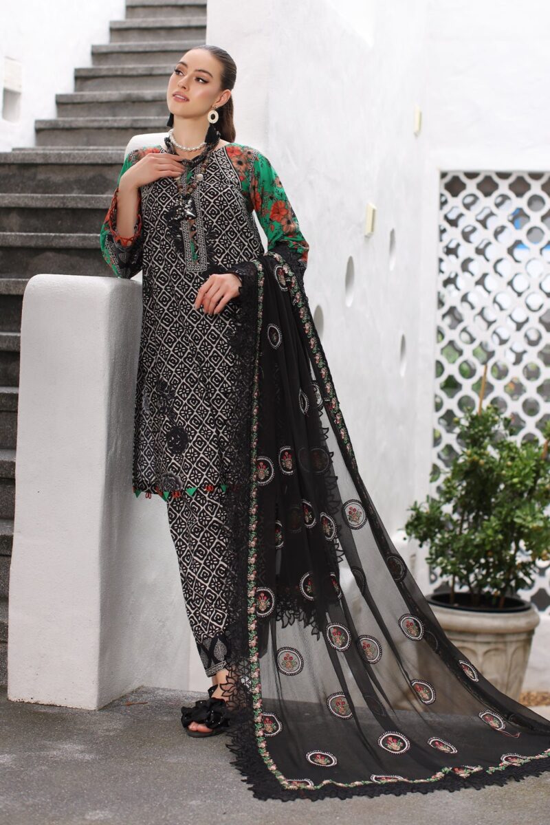 Charizma Pm4-09 3-Pc Printed Lawn Shirt With Embroidered Chiffonc