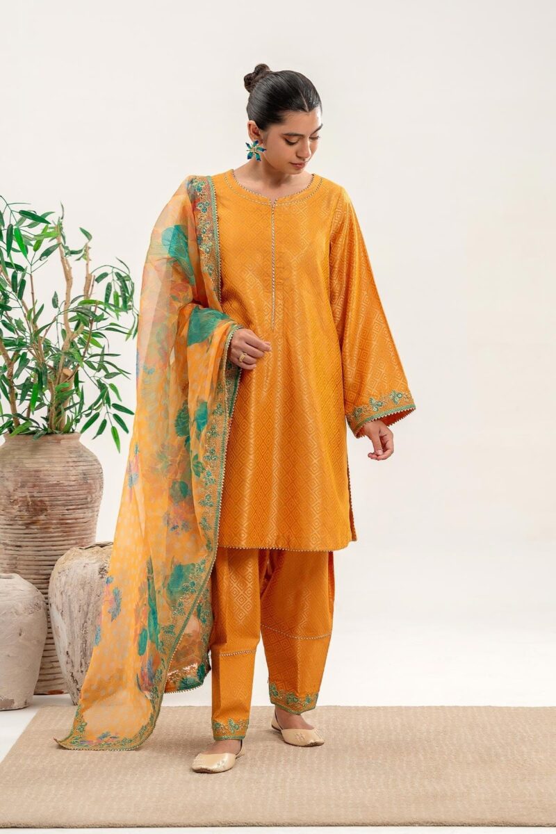 Charizma 3 Pc Aclyric Jacquard Shirt With Trouser Organza Dupatta Cnp 3 087