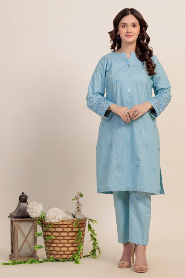 Bonanza Satrangi Sky Blue Cambric 2 Piece 2S24B2P197 Co Ord Sets