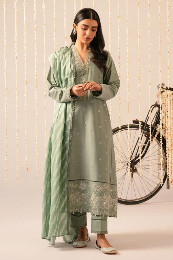 Cross Stitch Sage Green 3 Piece Embroidered Lawn Suit