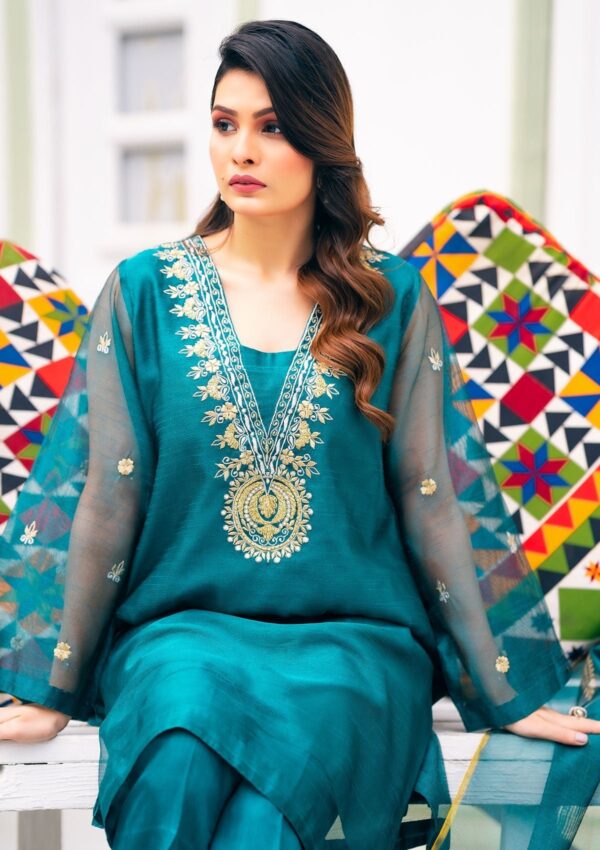 Psk Couture Qaus E Qaza Teal Tempest Pret Collection 24