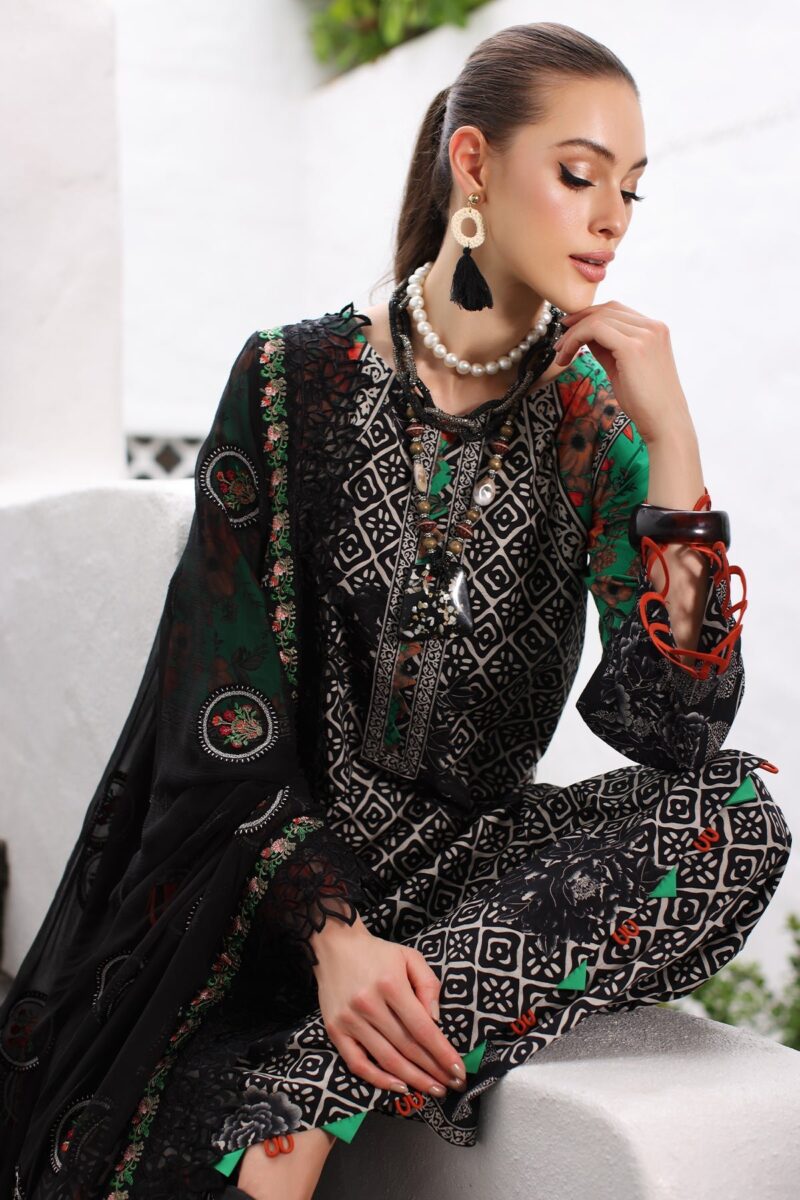 Charizma Pm4-09 3-Pc Printed Lawn Shirt With Embroidered Chiffonc