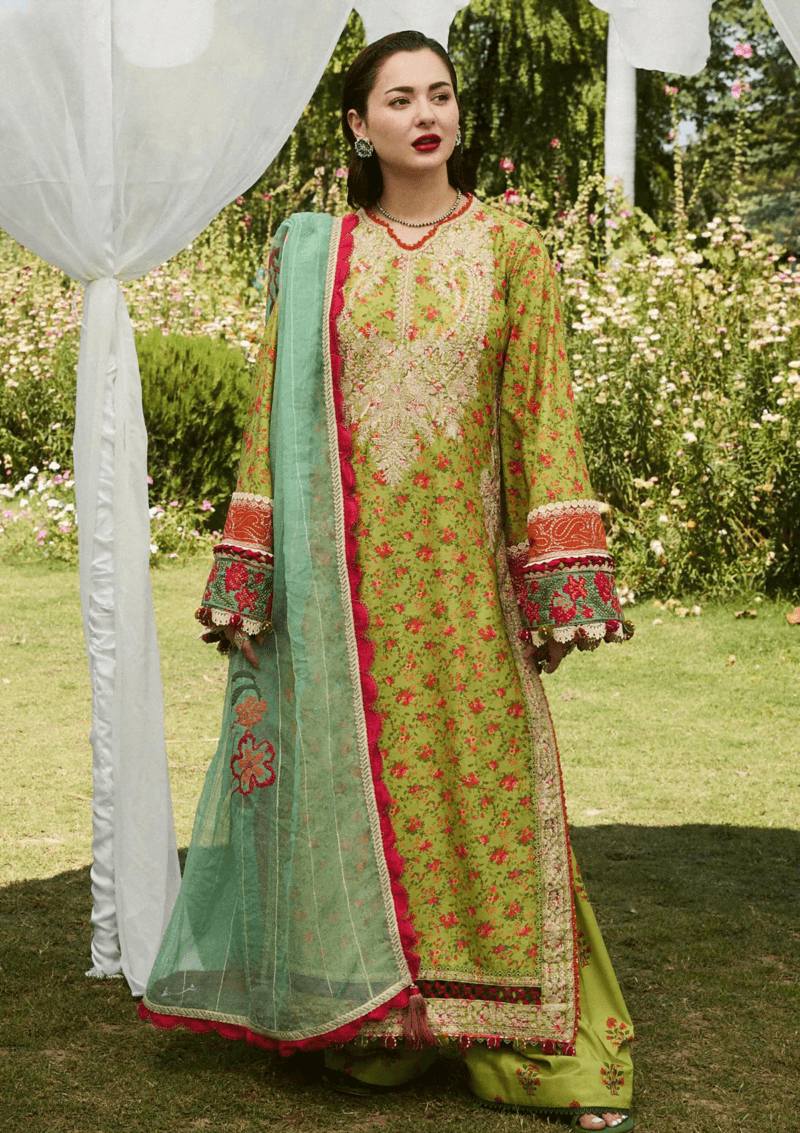 Hussain Rehar Ss 24 D 498 Cyan Lawn Collection