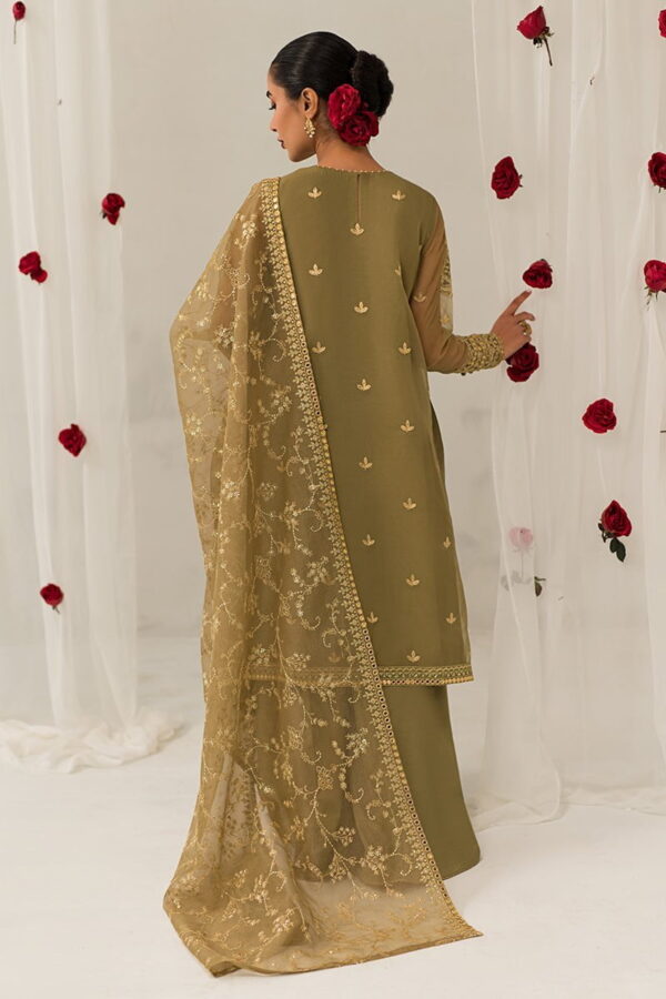 Cross Stitch Olive Gleam 4 Piece Embroidered Organza Suit