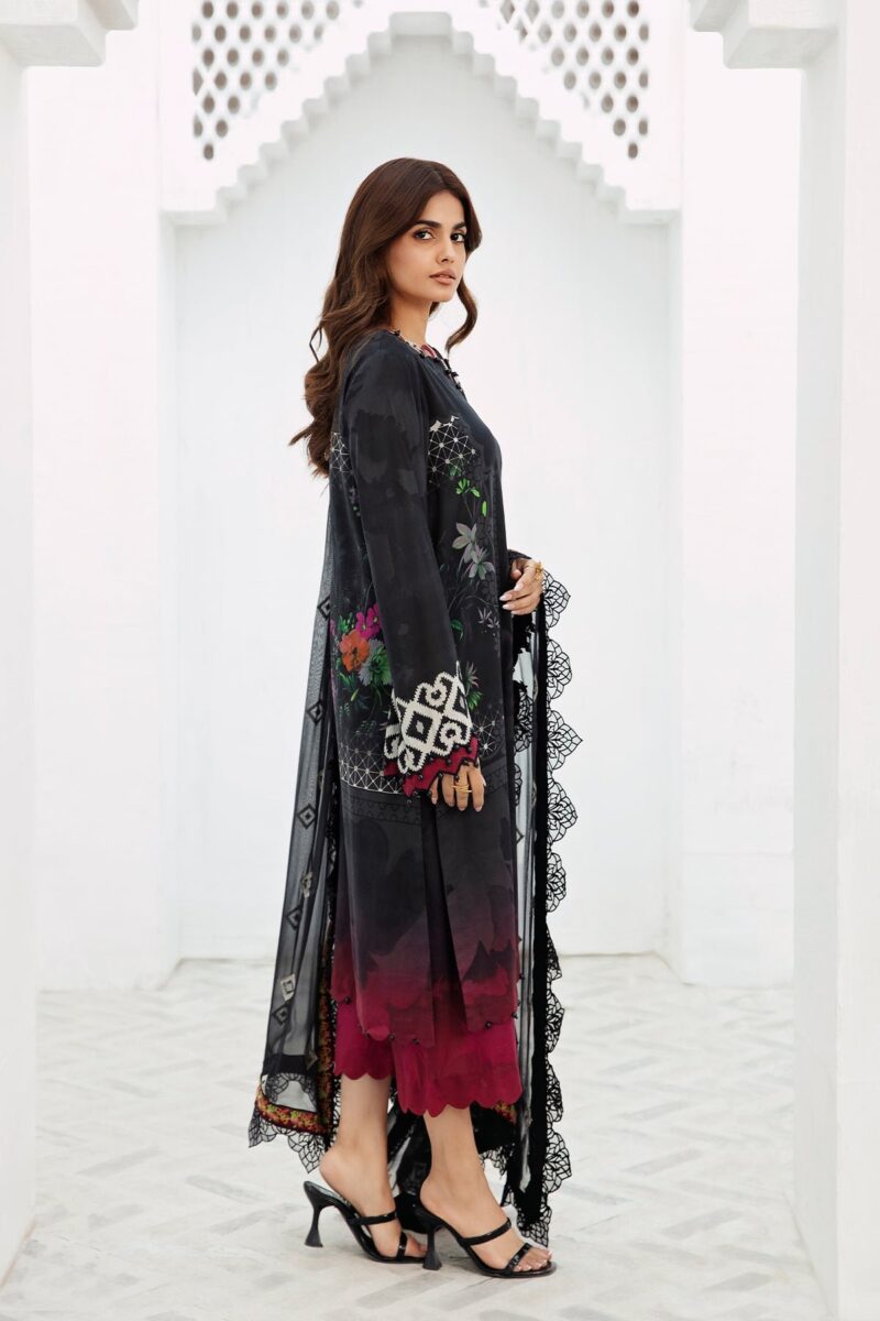 Charizma Pm4-16 3-Pc Printed Lawn Shirt With Embroidered Chiffonc