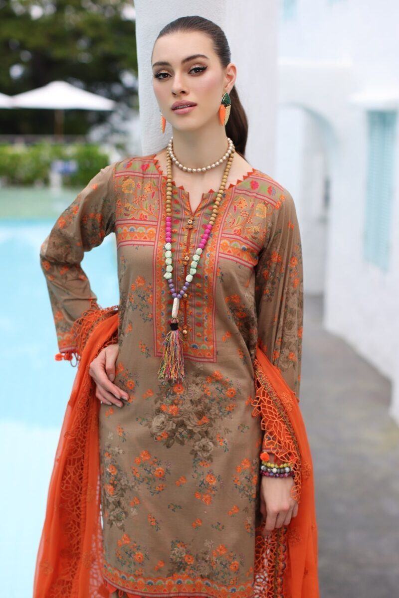 Charizma Pm4-11 3-Pc Printed Lawn Shirt With Embroidered Chiffonc