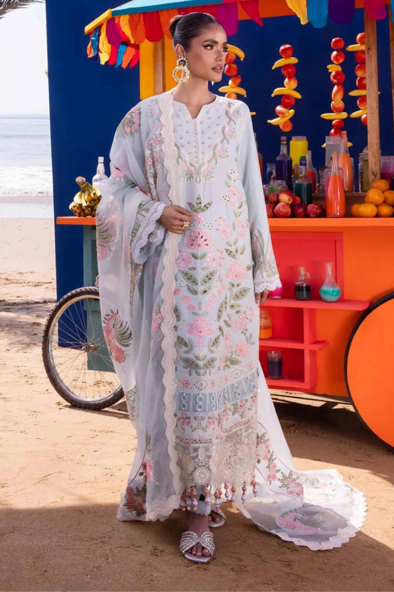 product Akbas Aslam Embroidered Lawn Begonia 3 Piece Suit Cultural Outfit 2024