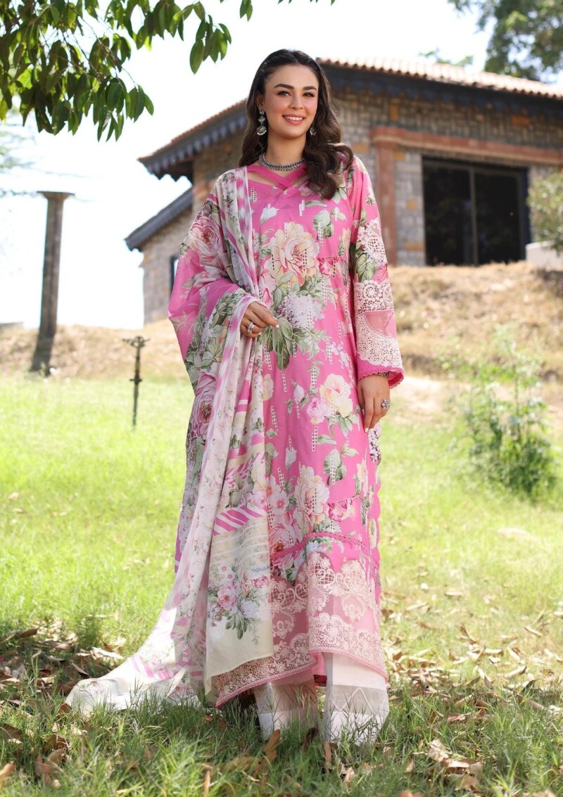 product Elaf Eck-03b Pink Muse Print Chikankari 2024