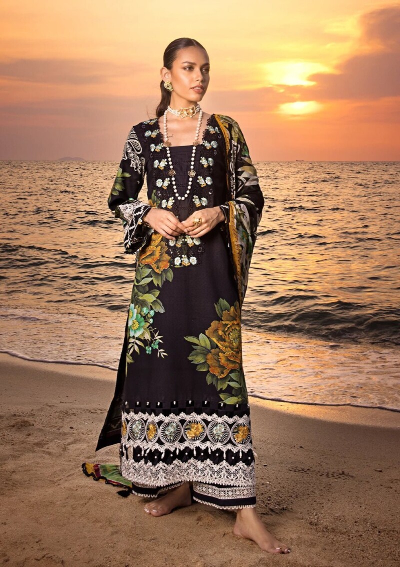 product Elaf Digital Printed Lawn Esl-08b Nightfall 3 Piece Suit Cultural Outfit 2024